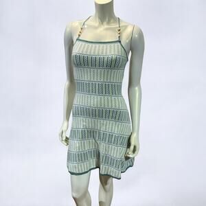 Cider Green Knit Boho Mini Dress – Size Medium